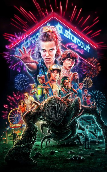 Очень странные дела / Stranger Things / Сезон: 3 / Серии: 1-8 из 8 (Мэтт Даффер, Росс Даффер, Шон Леви) [2019, США, Ужасы, фантастика, фэнтези, триллер, драма, детектив, HEVC, HDR, WEB-DL, 2160p, 4K] Dub (Пифагор) + Original + Sub (Rus, Eng)